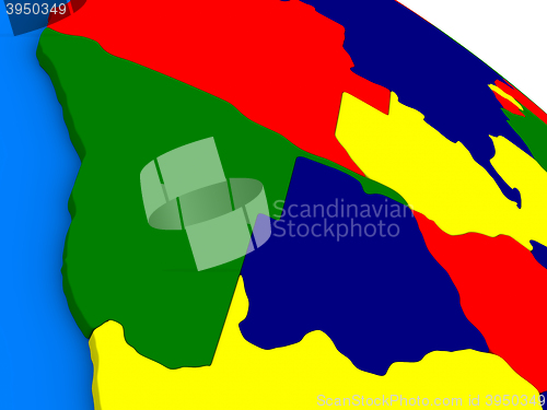Image of Namibia and Botswana on colorful 3D globe