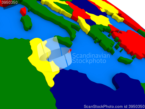 Image of Tunisia on colorful 3D globe