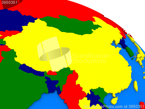 Image of China on colorful 3D globe