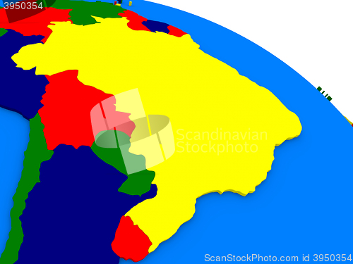 Image of Brazil on colorful 3D globe