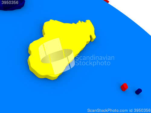 Image of Madagascar on colorful 3D globe