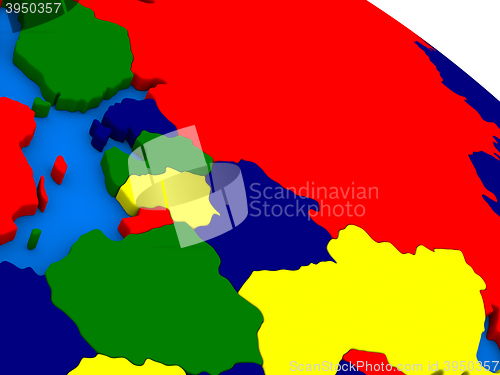 Image of East Europe on colorful 3D globe