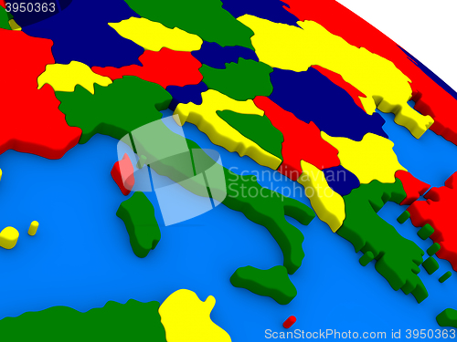 Image of Italy on colorful 3D globe