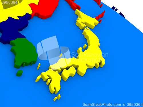 Image of Japan on colorful 3D globe