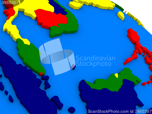 Image of Malaysia on colorful 3D globe