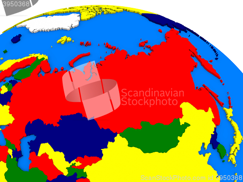 Image of Russia on colorful 3D globe