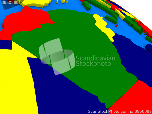 Image of Algeria on colorful 3D globe