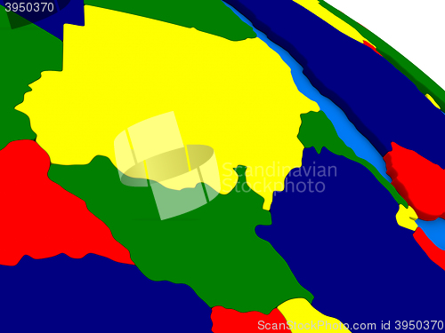 Image of Sudan and South Sudan on colorful 3D globe