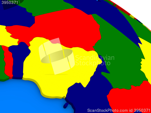 Image of Niger and Nigeria on colorful 3D globe