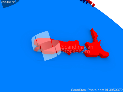 Image of New Zealand on colorful 3D globe