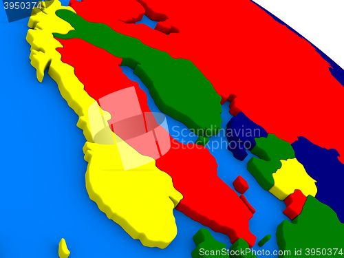 Image of Scandinavia on colorful 3D globe