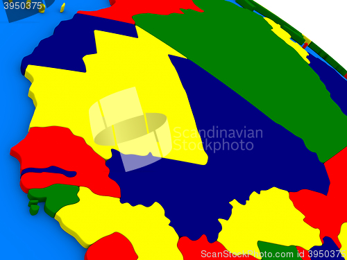 Image of Mali and Senegal on colorful 3D globe
