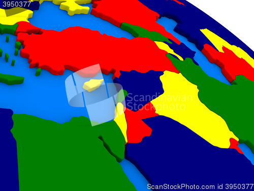 Image of Middle East on colorful 3D globe