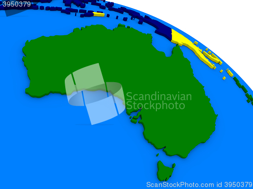 Image of Australia on colorful 3D globe