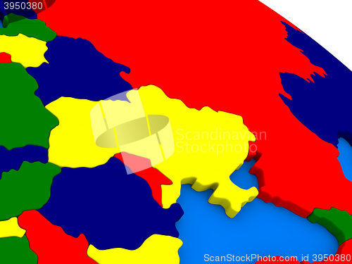 Image of Ukraine on colorful 3D globe