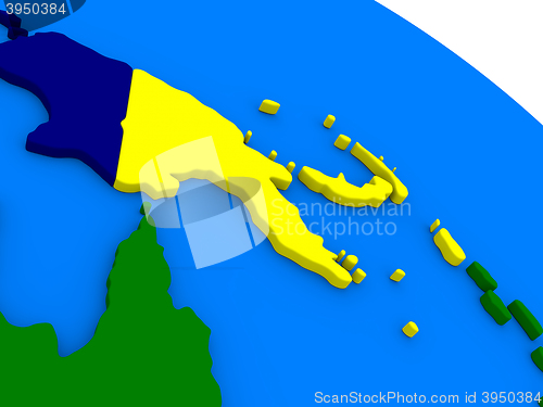 Image of Papua New Guinea on colorful 3D globe