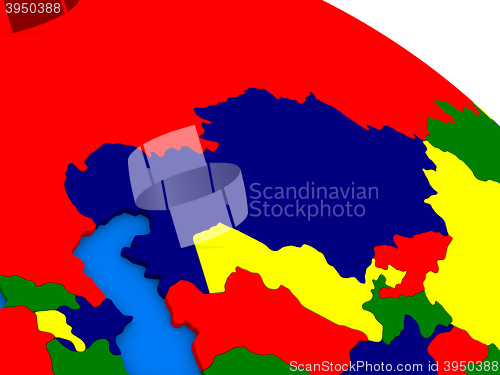 Image of Kazakhstan on colorful 3D globe