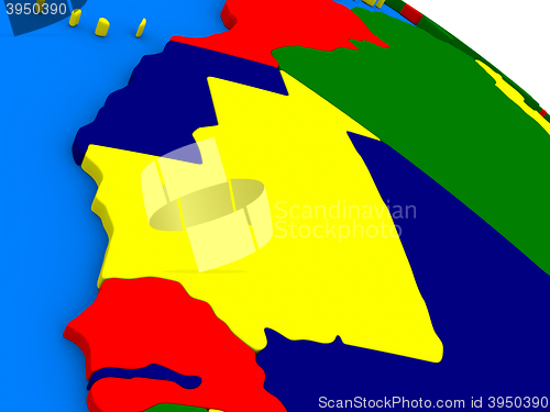 Image of Mauritania on colorful 3D globe