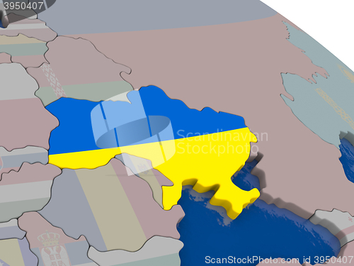 Image of Ukraine with flag