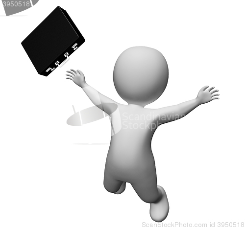 Image of Character Businessman Indicates Falls Down And Entrepreneurs 3d 