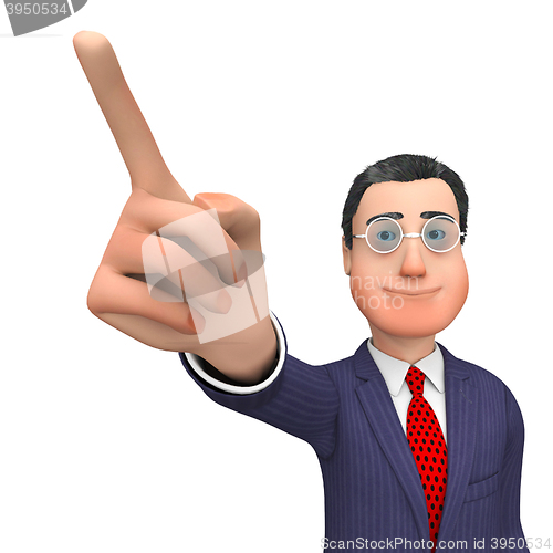 Image of Character Pointing Means Hand Up And Commercial 3d Rendering