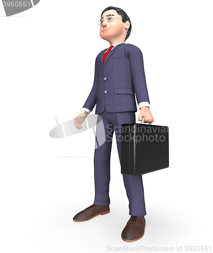 Image of Standing Character Shows Business Person And Stands 3d Rendering