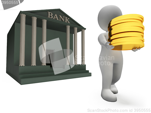 Image of Coins Bank Represents Saved Render And Prosperity 3d Rendering