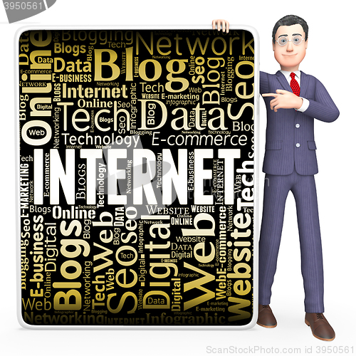 Image of Internet Sign Shows Web Site And Board