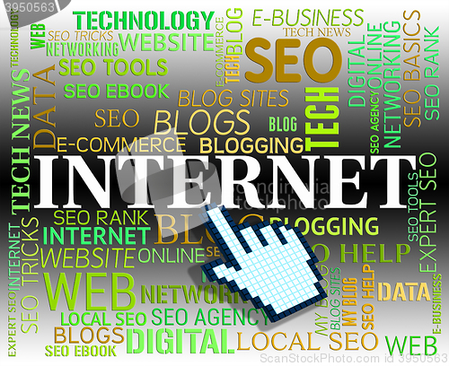 Image of Internet Word Represents High Tec And Website