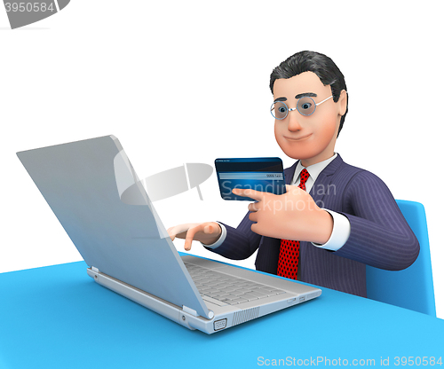 Image of Credit Card Means World Wide Web And Bought 3d Rendering