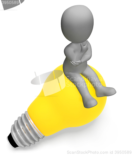 Image of Lightbulb Thinking Indicates Power Source And Character 3d Rende