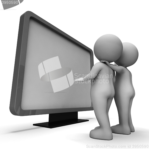 Image of Monitor Watching Shows Text Space And Copyspace 3d Rendering