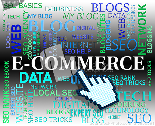 Image of Ecommerce Word Means Web Site And Commercial