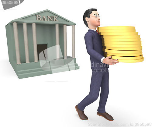 Image of Bank Cash Represents Business Person And Executive 3d Rendering