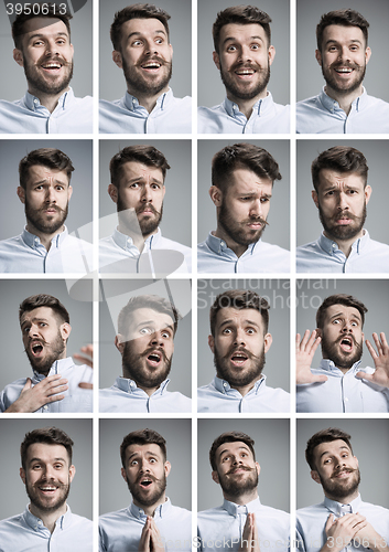 Image of Set of young man\'s portraits with different emotions