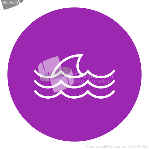 Image of Dorsal shark fin above water line icon.