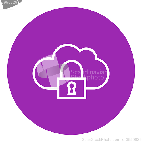 Image of Cloud computing security line icon.