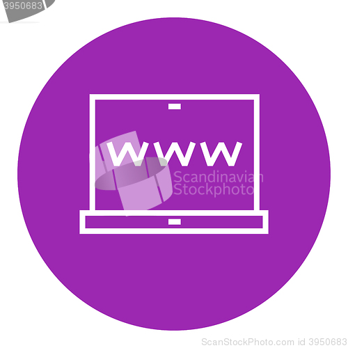 Image of Website on laptop screen line icon.