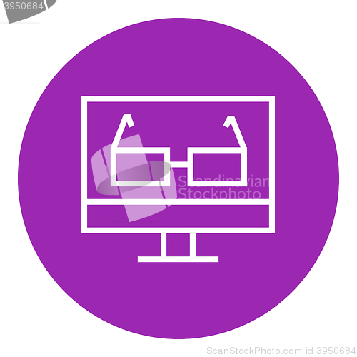 Image of Glasses on computer monitor line icon.
