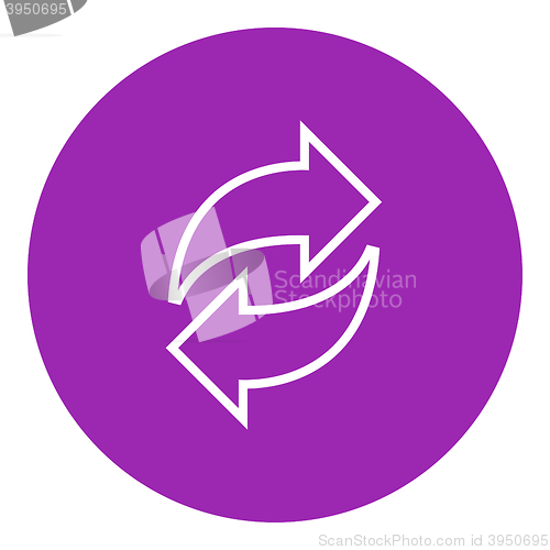 Image of Two circular arrows line icon.