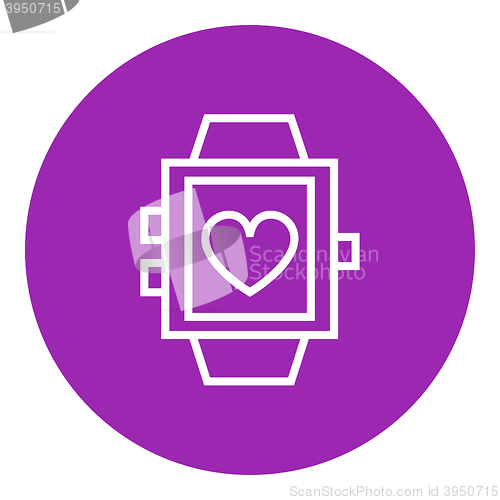 Image of Smartwatch with heart sign line icon.