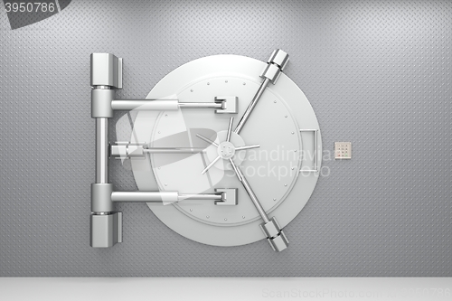 Image of Bank vault door.