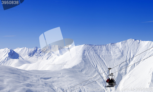 Image of Panoramic view on ropeway at ski resort
