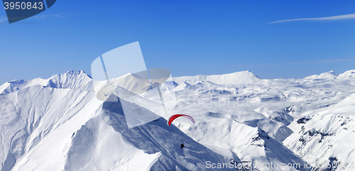 Image of Panoramic view on speed riding in Caucasus Mountains