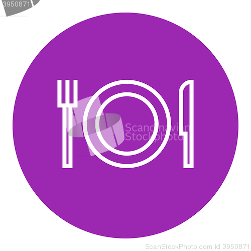 Image of Plate with cutlery line icon.