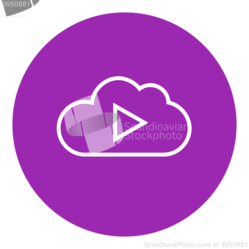 Image of Cloud with play button line icon.
