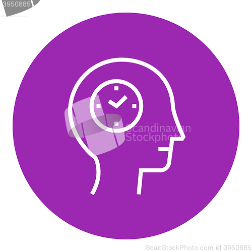 Image of Human head with clock line icon.