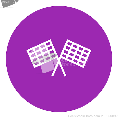 Image of Two checkered flags line icon.