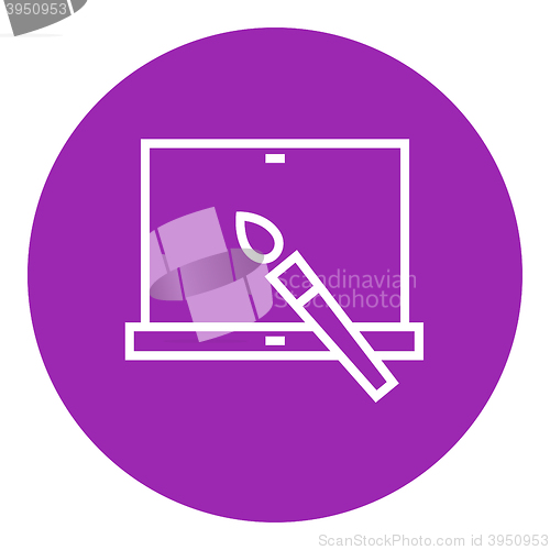 Image of Laptop and brush line icon.