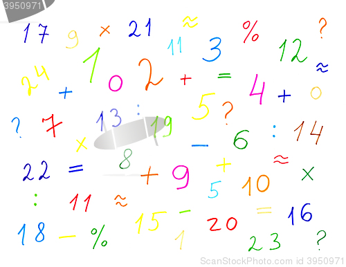 Image of Colorful numerals and symbols